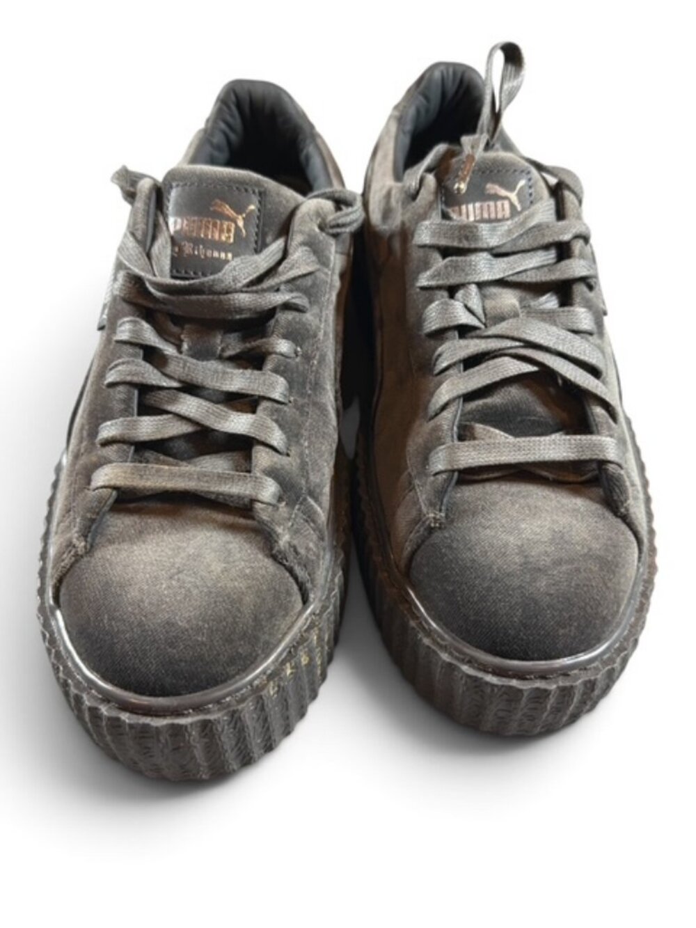 PUMA x FENTY Rihanna Velvet Creepers Women’s 10 Gray Y2K Platform Sneakers